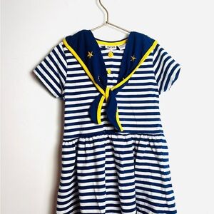 Avon Blue and White Casual Sundress with Sailor Collar 4-5 kids
